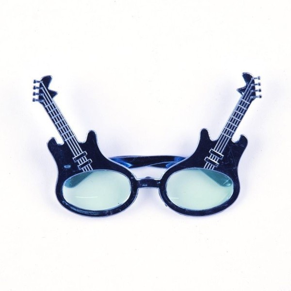 toptan-xml-dropshipping-Rockn Roll Retro Gitar Şekilli Parti Gözlüğü Mavi Renk