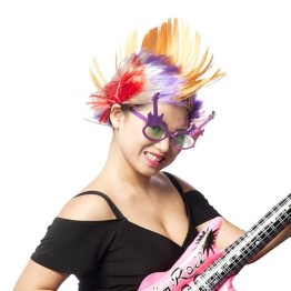 Rockn Roll Retro Gitar Şekilli Parti Gözlüğü Mor Renk