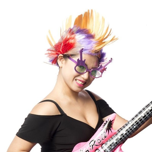 toptan-xml-dropshipping-Rockn Roll Retro Gitar Şekilli Parti Gözlüğü Mor Renk