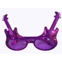 Rockn Roll Retro Gitar Şekilli Parti Gözlüğü Fuşya Renk