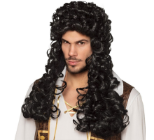 Rönesans Dönemi Permalı Yargıç Hakim Peruğu Siyah Renk