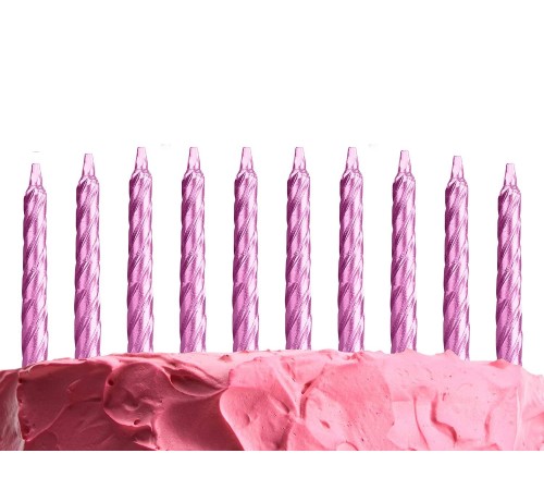 toptan-xml-dropshipping-Rose Pembe Renk Doğum Günü Evlilik Yıldönümü Pasta Mumları 10 Adet