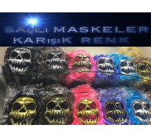 Saçlı Kuru Kafa İskelet Maske 1 Adet