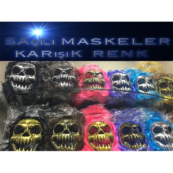 toptan-xml-dropshipping-Saçlı Kuru Kafa İskelet Maske 1 Adet