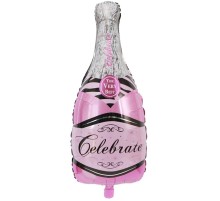 Şampanya Şişesi Kokteyl Şişesi Şekilli Folyo Balon Pembe 49x100 cm