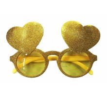 Sarı Renk Sim İşlenmiş Kalp Figürlü Yılbaşı Parti Gözlüğü