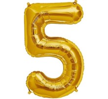 Şekilli Supershape Gold Rakam Folyo Balon 5 Numara