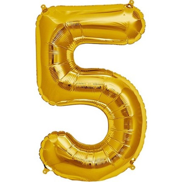 toptan-xml-dropshipping-Şekilli Supershape Gold Rakam Folyo Balon 5 Numara
