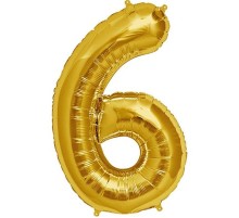 Şekilli Supershape Gold Rakam Folyo Balon 6 Numara