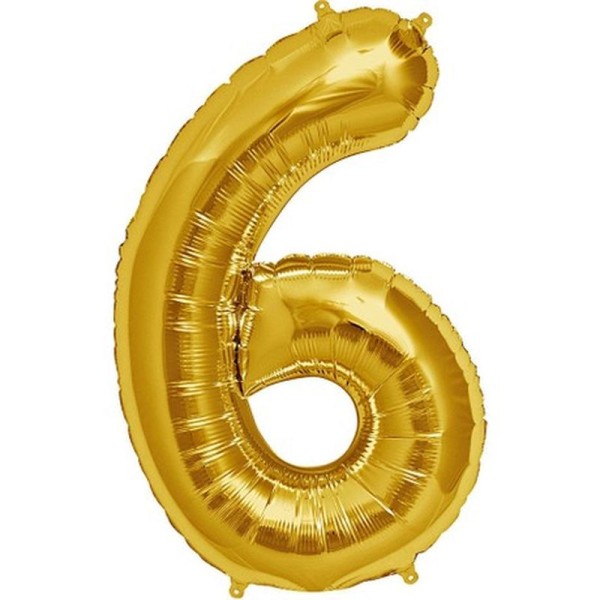 toptan-xml-dropshipping-Şekilli Supershape Gold Rakam Folyo Balon 6 Numara