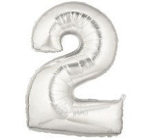 Şekilli Supershape Silver Rakam Folyo Balon 2 Numara