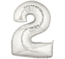 Şekilli Supershape Silver Rakam Folyo Balon 2 Numara