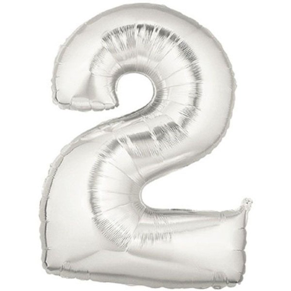 toptan-xml-dropshipping-Şekilli Supershape Silver Rakam Folyo Balon 2 Numara