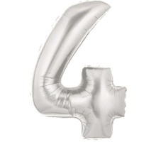 Şekilli Supershape Silver Rakam Folyo Balon 4 Numara