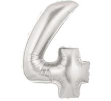 Şekilli Supershape Silver Rakam Folyo Balon 4 Numara