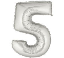 Şekilli Supershape Silver Rakam Folyo Balon 5 Numara