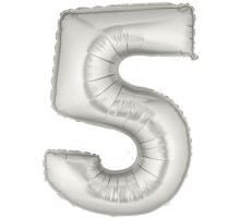 Şekilli Supershape Silver Rakam Folyo Balon 5 Numara