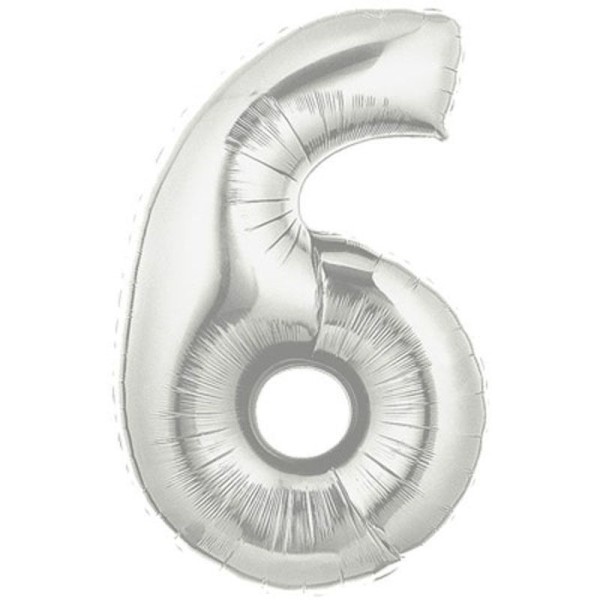 toptan-xml-dropshipping-Şekilli Supershape Silver Rakam Folyo Balon 6 Numara