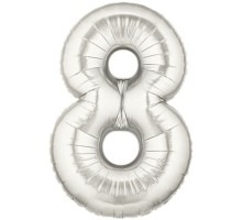 Şekilli Supershape Silver Rakam Folyo Balon 8 Numara