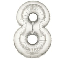 Şekilli Supershape Silver Rakam Folyo Balon 8 Numara