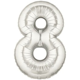Şekilli Supershape Silver Rakam Folyo Balon 8 Numara