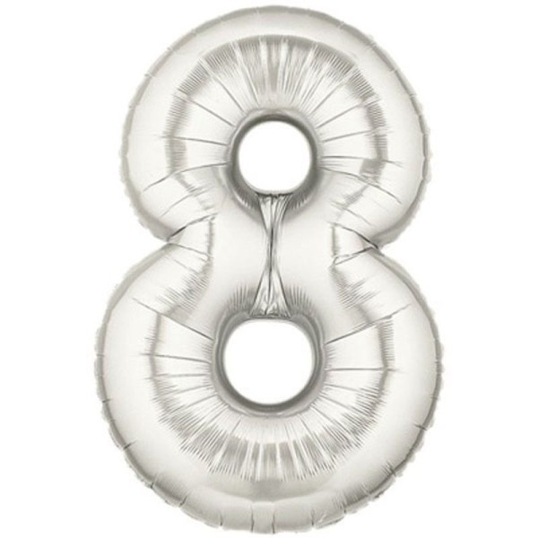 toptan-xml-dropshipping-Şekilli Supershape Silver Rakam Folyo Balon 8 Numara