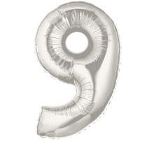 Şekilli Supershape Silver Rakam Folyo Balon 9 Numara