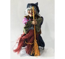 Sensörlü Sesli Işıklı Ayakta Duran Mavi Elbiseli Cadı 25 cm