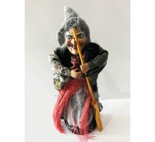 Sensörlü Sesli Işıklı Ayakta Duran Siyah Elbiseli Cadı 25 cm