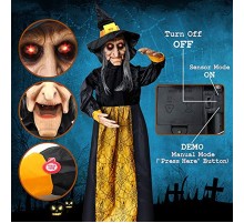 Ses Sensörlü Cadılar Bayramı Halloween Konuşan Işıklı ve Hareketli Mega Boy Demirli Cadı 135 cm