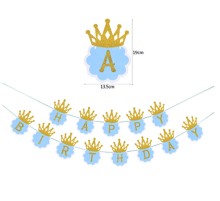 Simli Happy Birthday Flama Dekor 3 Metre Mavi Renk