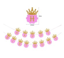 Simli Happy Birthday Flama Dekor 3 Metre Pembe Renk