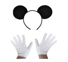 Siyah Mickey Mouse Tacı ve Beyaz Eldiven Seti