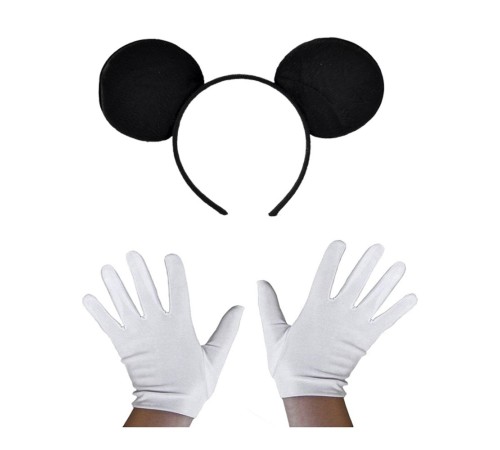 toptan-xml-dropshipping-Siyah Mickey Mouse Tacı ve Beyaz Eldiven Seti