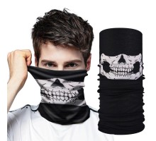 Siyah Renk Dikişsiz Çok Fonksiyonlu Çene Kafatası Yüz Maskesi Baf Buff Bandana Boyunluk Bileklik