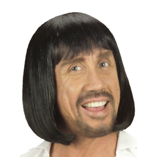 toptan-xml-dropshipping-Siyah Renk Erkekler İçin Kısa Ortaçağ Peruğu