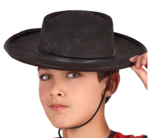 Siyah Renk Keçe Flamenko Şapkası Çocuk Boy