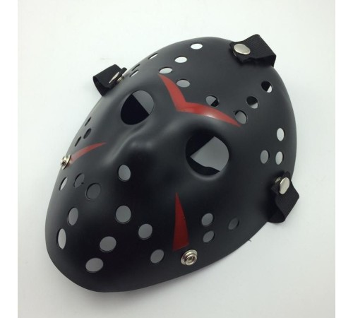 toptan-xml-dropshipping-Siyah Renk Kırmızı Çizgili Tam Yüz Hokey Jason Maskesi Hannibal Maskesi