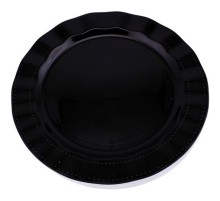 Siyah Renk Lüks Plastik Mika Yuvarlak Tabak 26 cm 6 Adet