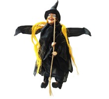 Siyah Renk Sesli Sensörlü Hareketli Kanat Çırpan Cadı 50x65 cm