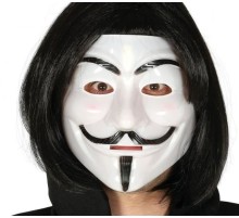 Siyah Renk Takma Kısa Saç ve V For Vendetta Maskesi Anonymous Maskesi