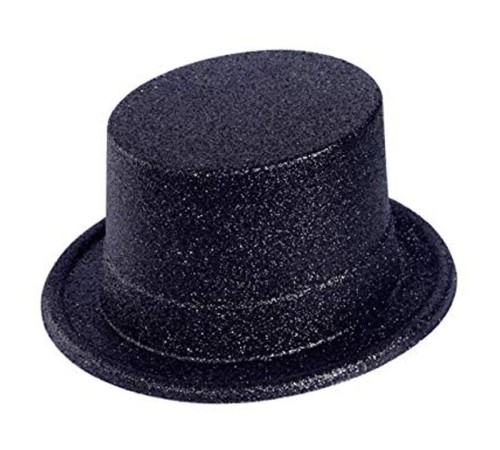 toptan-xml-dropshipping-Siyah Renk Uzun Plastik Simli Parti Şapkası