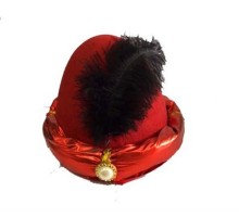 Siyah Tüylü Kırmızı Kumaş Kaplama Şehzade Sultan Şapkası Padişah Kavuğu
