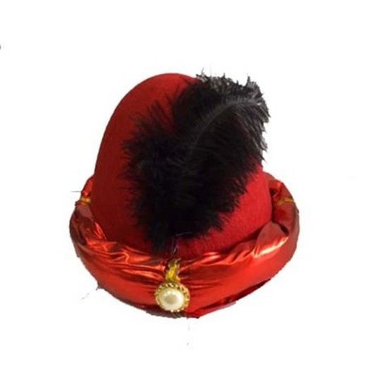 toptan-xml-dropshipping-Siyah Tüylü Kırmızı Kumaş Kaplama Şehzade Sultan Şapkası