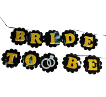 Siyah Üzeri Altın Renk Harflerle Bride To Be Yazılı Bekarlığa Veda Süsü