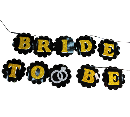 toptan-xml-dropshipping-Siyah Üzeri Altın Renk Harflerle Bride To Be Yazılı Bekarlığa Veda Süsü