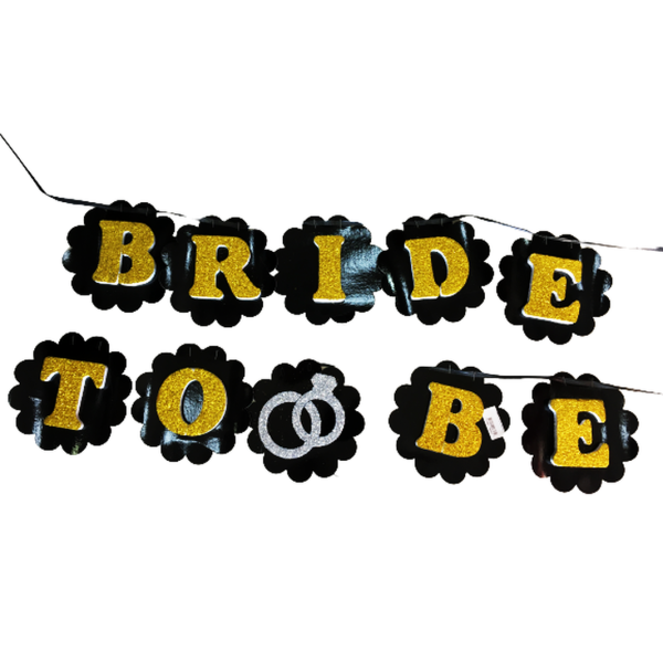 toptan-xml-dropshipping-Siyah Üzeri Altın Renk Harflerle Bride To Be Yazılı Bekarlığa Veda Süsü