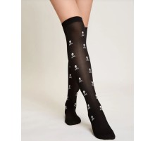 Siyah Üzeri Beyaz Kuru Kafalı Cadılar Bayramı Halloween Çorap 1 Çift