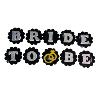 Siyah Üzeri Gümüş Renk Harflerle Bride To Be Yazılı Bekarlığa Veda Süsü