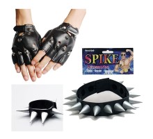 Spike Punk Eldiveni Punk Kolyesi ve Punk Bileklik Seti